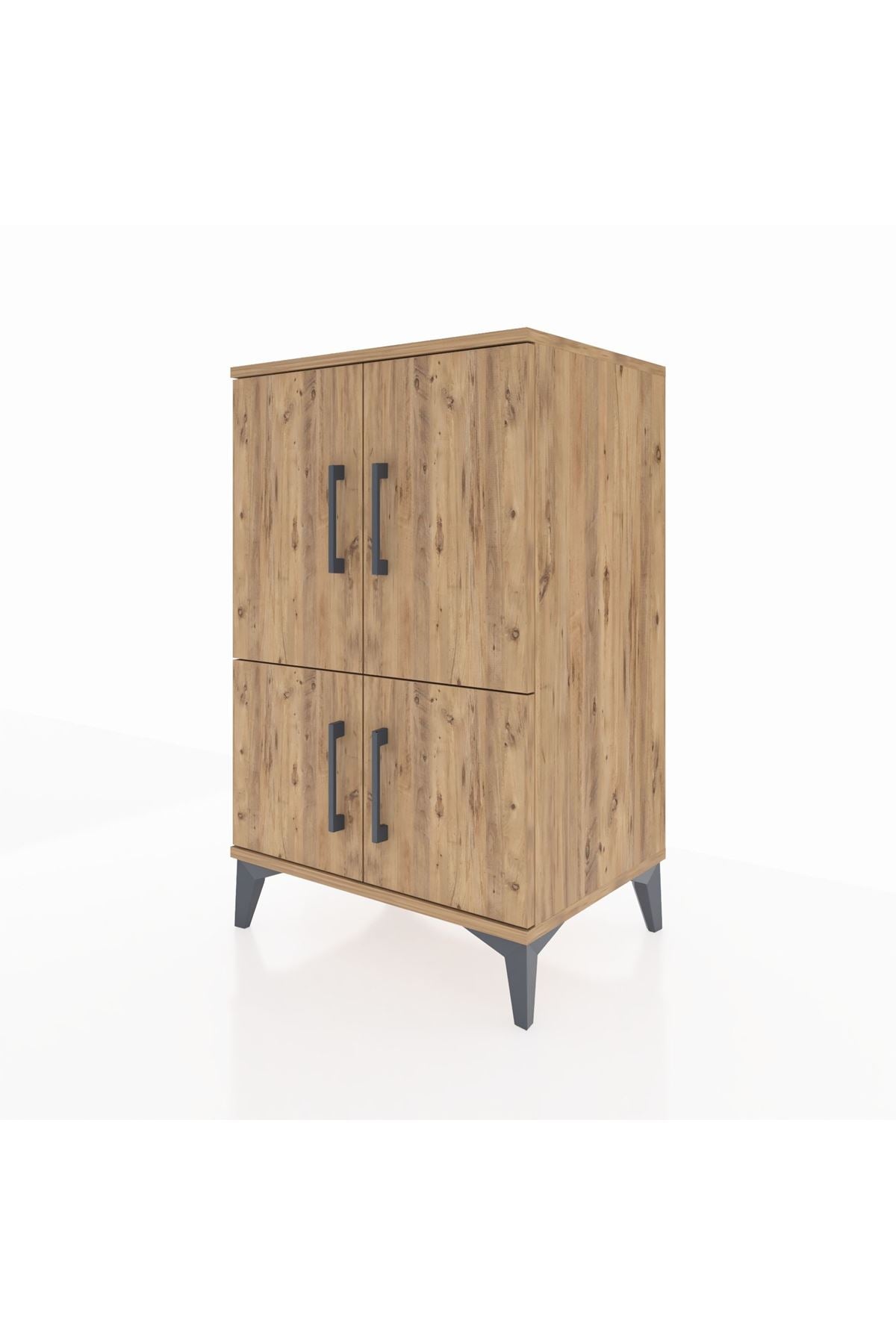 Hyperion Komodin 3 Raflı 4 Kapaklı 60x44x96 Çam-Çam