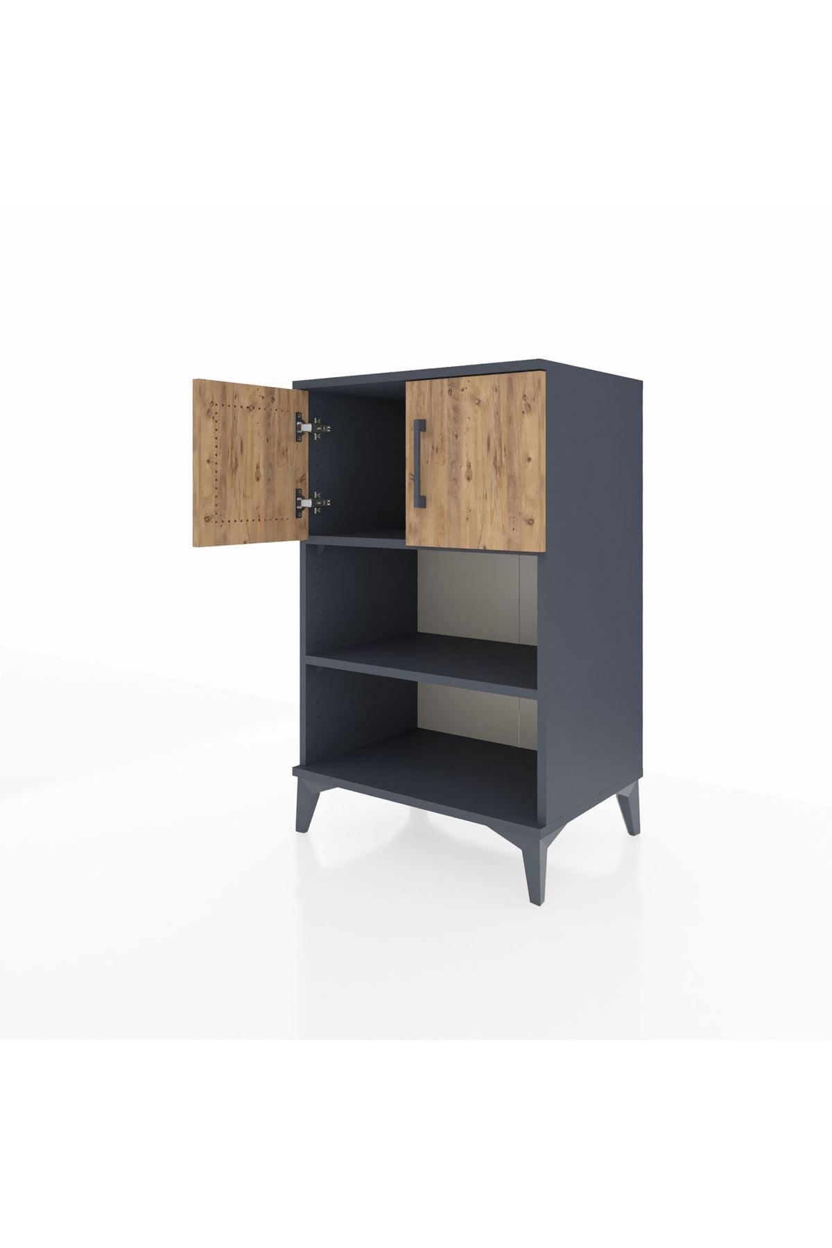 Hyperion Komodin 2 Raflı 2 Kapaklı 60x44x96 Antrasit-Çam