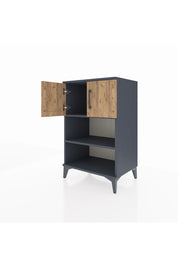 Hyperion Komodin 2 Raflı 2 Kapaklı 60x44x96 Antrasit-Çam