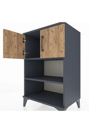 Hyperion Komodin 2 Raflı 2 Kapaklı 60x44x96 Antrasit-Çam