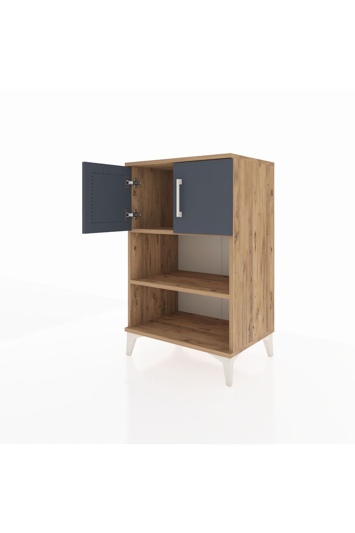 Hyperion Komodin 2 Raflı 2 Kapaklı 60x44x96 Çam-Antrasit