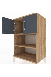 Hyperion Komodin 2 Raflı 2 Kapaklı 60x44x96 Çam-Antrasit
