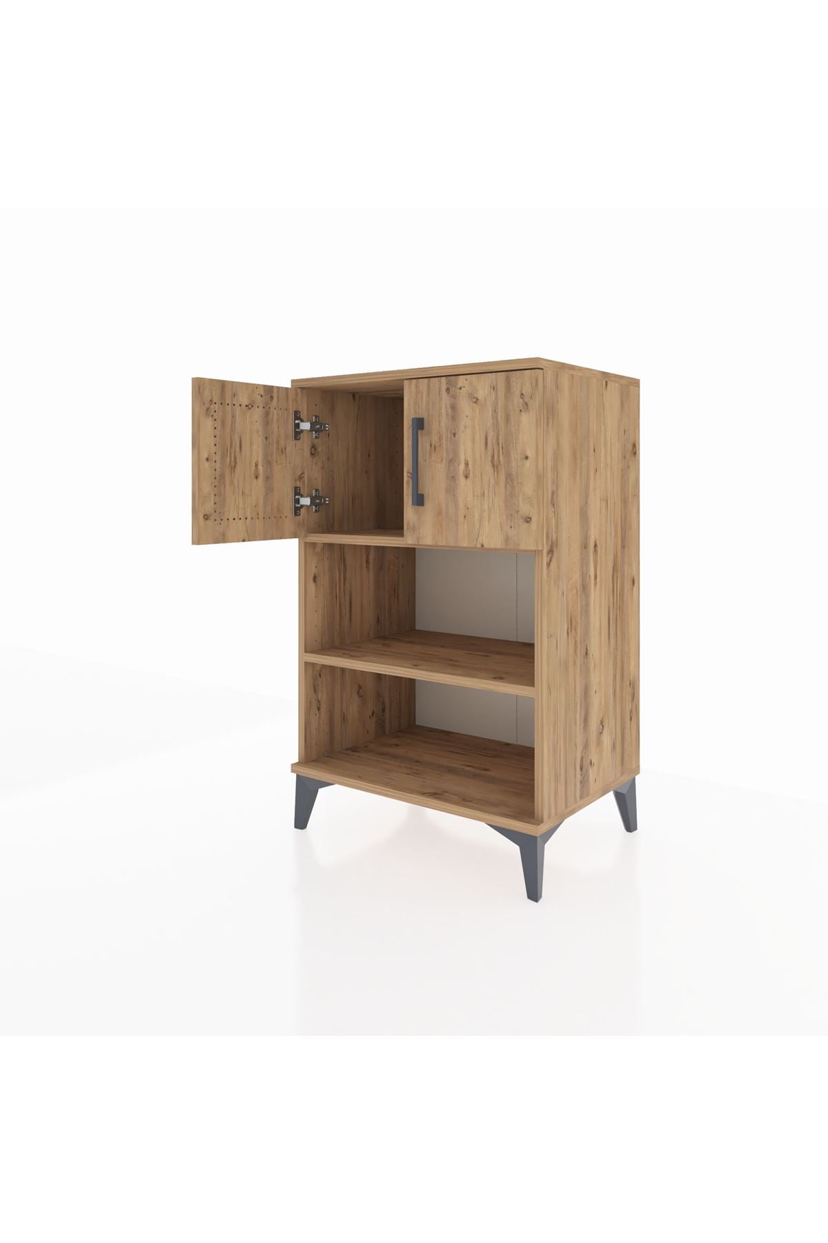 Hyperion Komodin 2 Raflı 2 Kapaklı 60x44x96 Çam-Çam