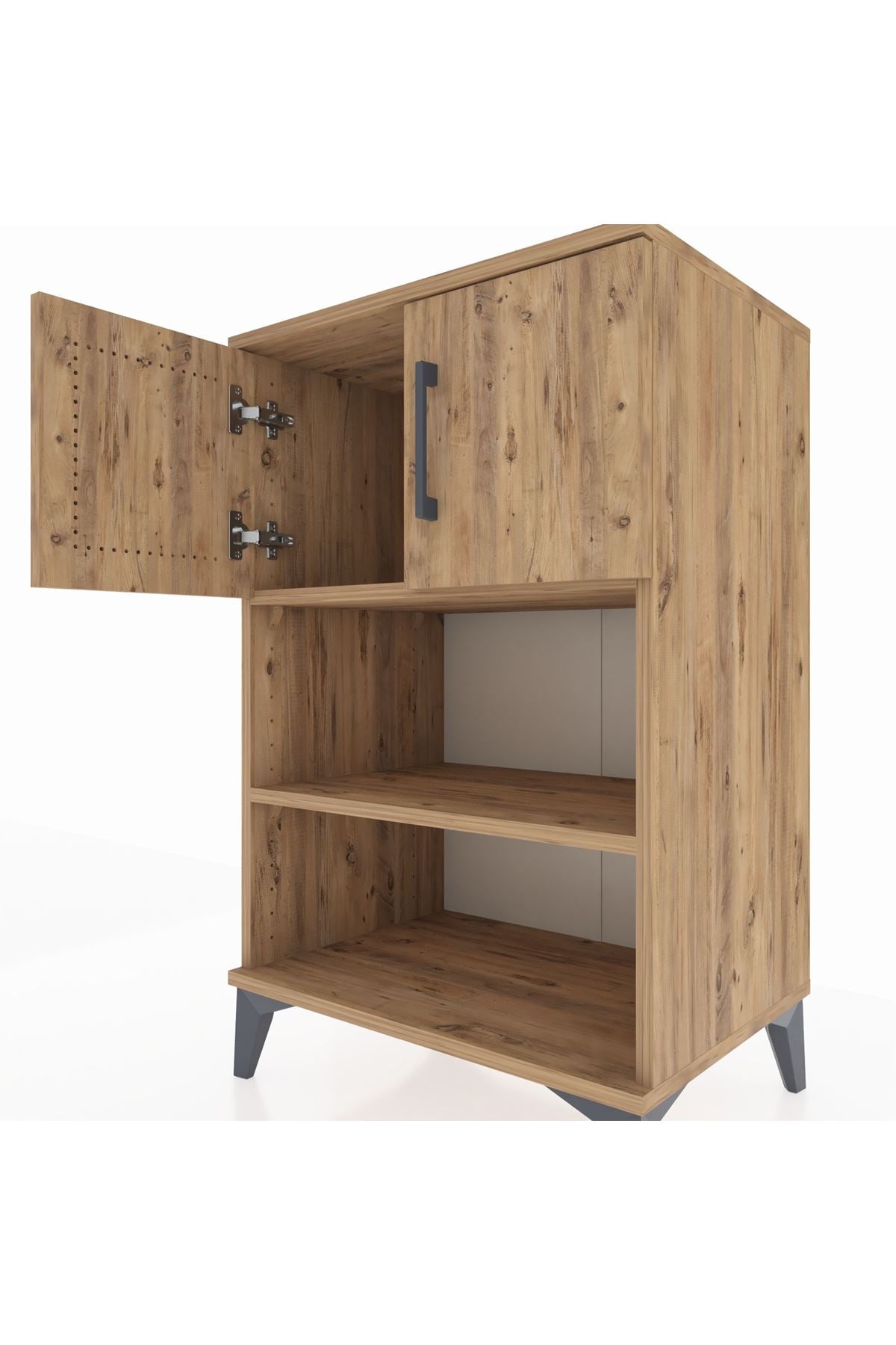 Hyperion Komodin 2 Raflı 2 Kapaklı 60x44x96 Çam-Çam