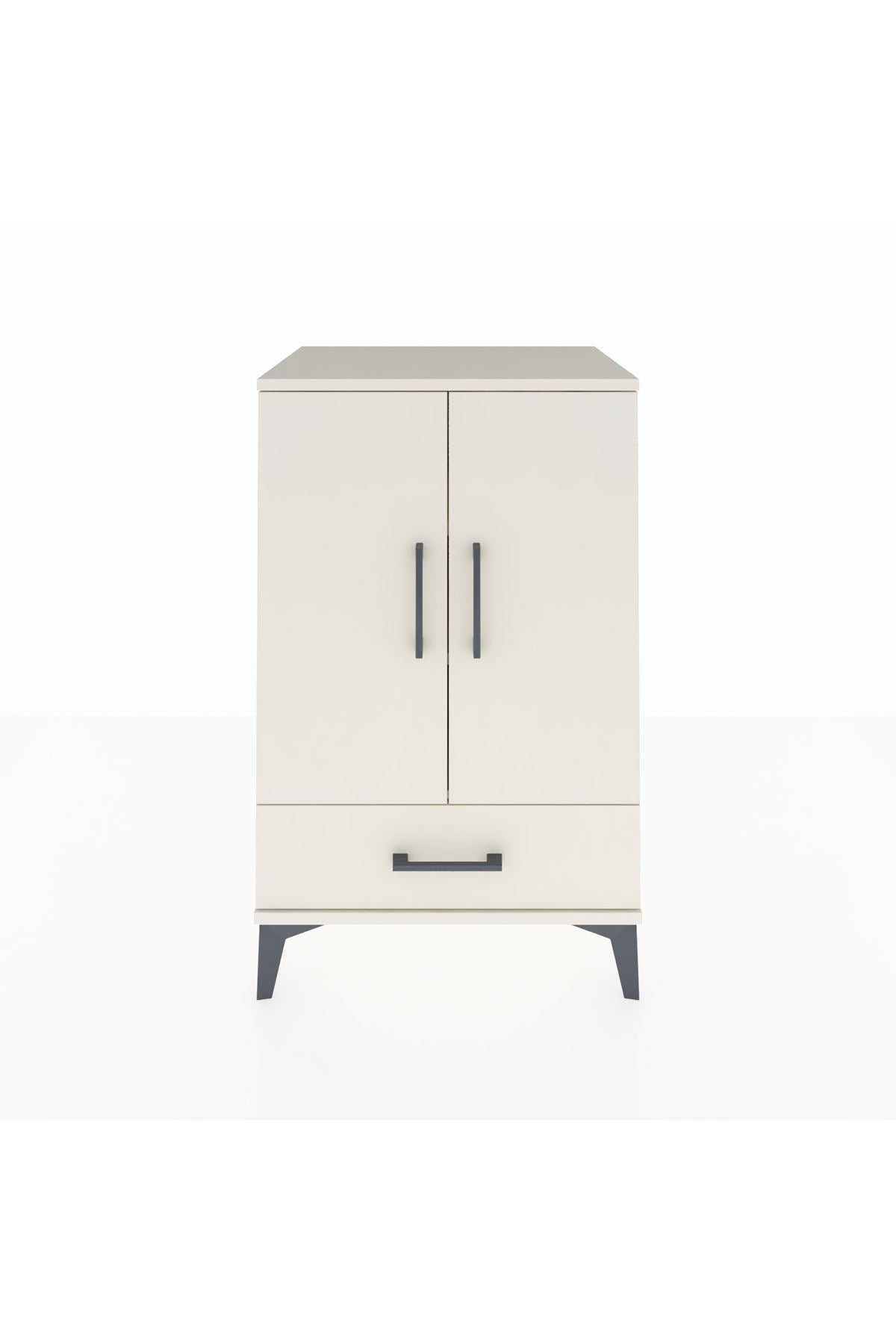 Hyperion Komodin 3 Raflı Tek Çekmeceli 2 Kapaklı 60x44x96 Aytaşı-Aytaşı