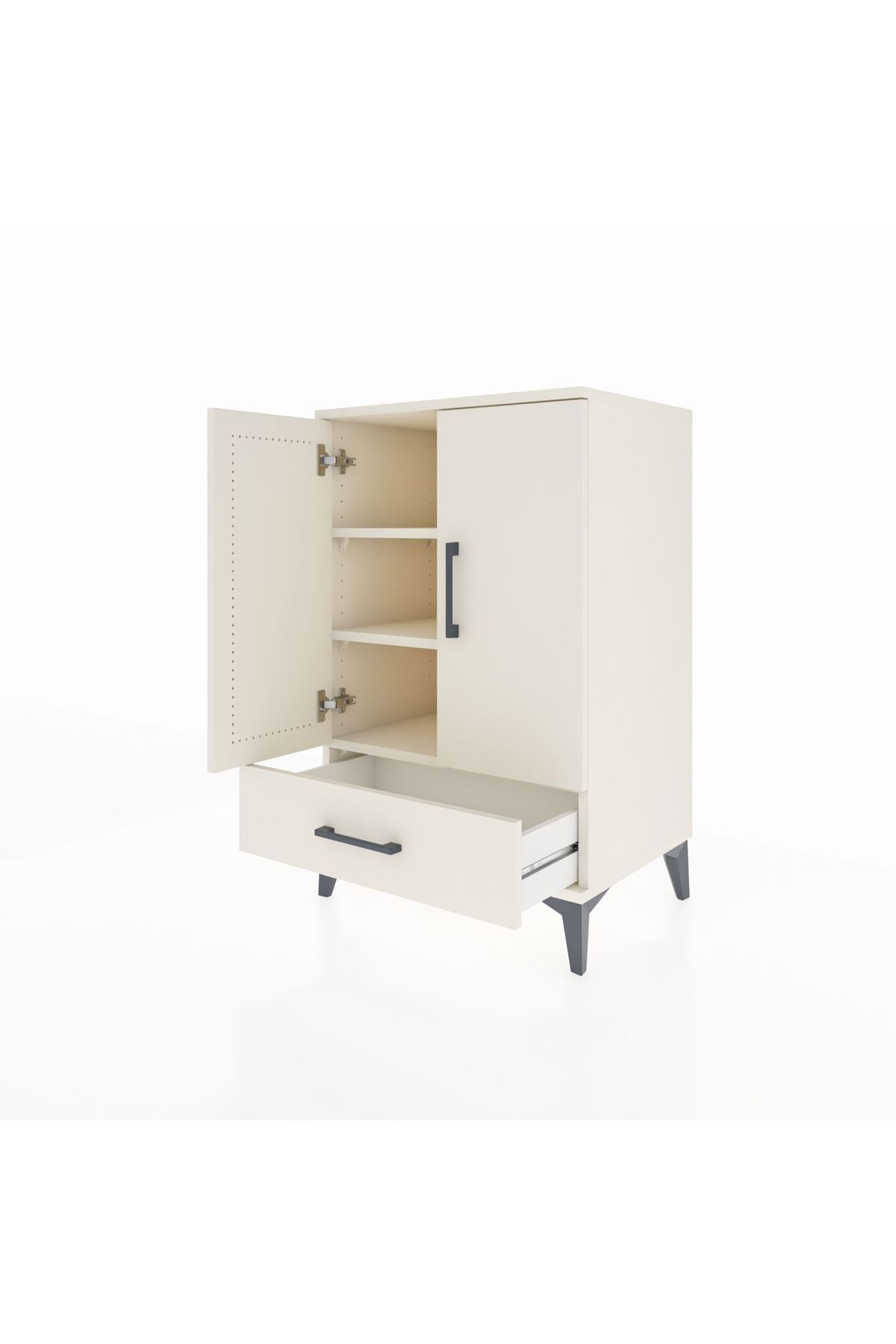 Hyperion Komodin 3 Raflı Tek Çekmeceli 2 Kapaklı 60x44x96 Aytaşı-Aytaşı