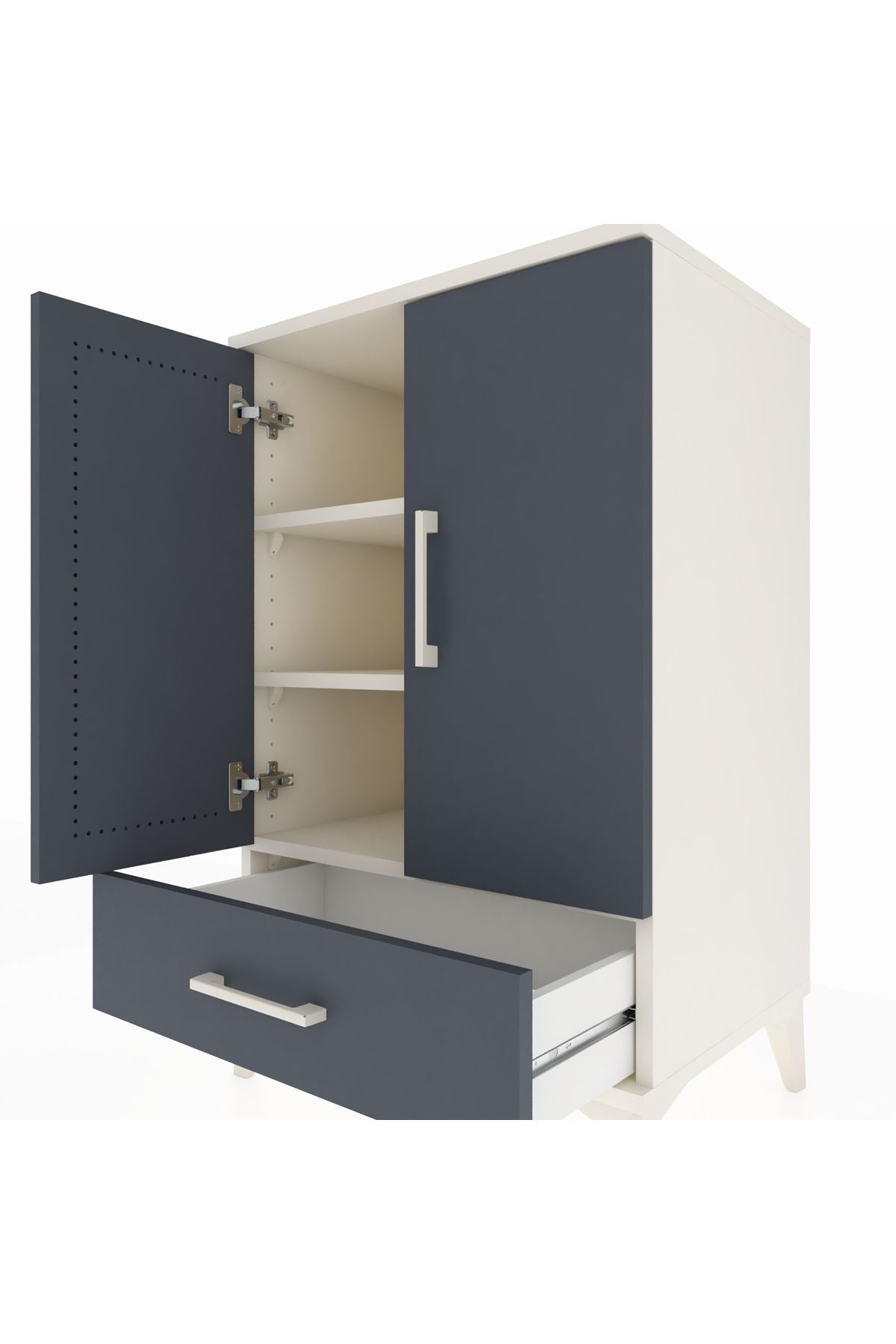 Hyperion Komodin 3 Raflı Tek Çekmeceli 2 Kapaklı 60x44x96 Aytaşı-Antrasit