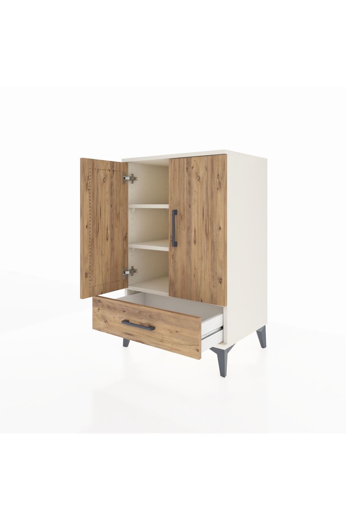 Hyperion Komodin 3 Raflı Tek Çekmeceli 2 Kapaklı 60x44x96 Aytaşı-Çam