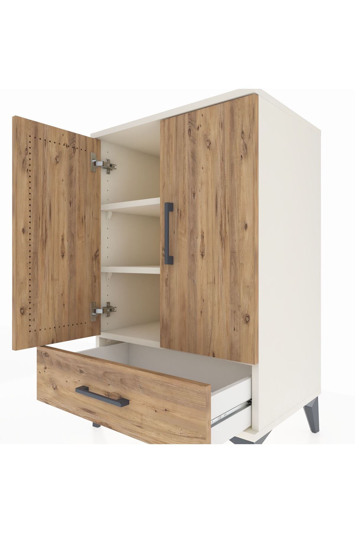 Hyperion Komodin 3 Raflı Tek Çekmeceli 2 Kapaklı 60x44x96 Aytaşı-Çam