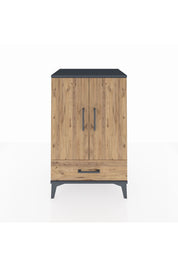 Hyperion Komodin 3 Raflı Tek Çekmeceli 2 Kapaklı 60x44x96 Antrasit-Çam