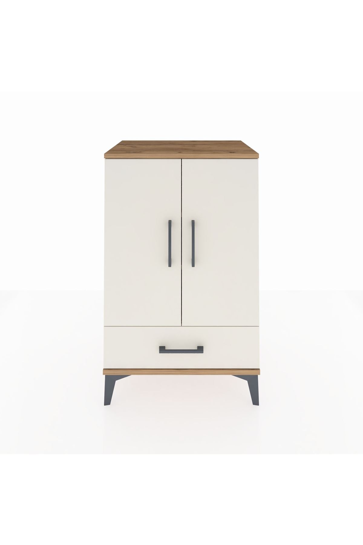 Hyperion Komodin 3 Raflı Tek Çekmeceli 2 Kapaklı 60x44x96 Çam-Aytaşı