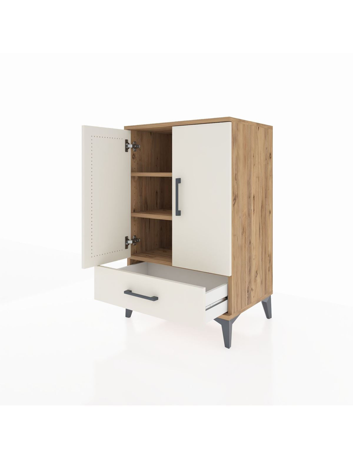 Hyperion Komodin 3 Raflı Tek Çekmeceli 2 Kapaklı 60x44x96 - S47M041V7B