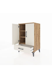 Hyperion Komodin 3 Raflı Tek Çekmeceli 2 Kapaklı 60x44x96 Çam-Aytaşı