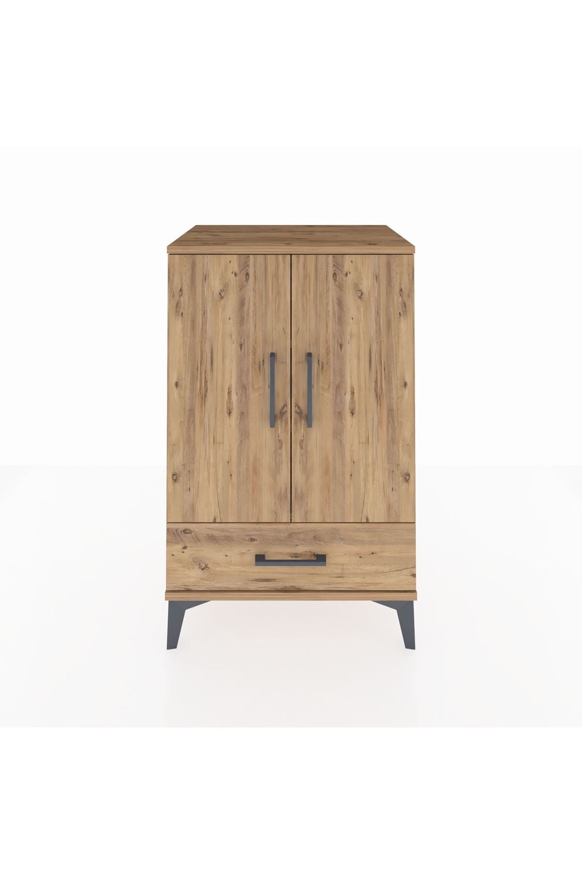 Hyperion Komodin 3 Raflı Tek Çekmeceli 2 Kapaklı 60x44x96 Çam-Çam