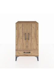 Hyperion Komodin 3 Raflı Tek Çekmeceli 2 Kapaklı 60x44x96 Çam-Çam