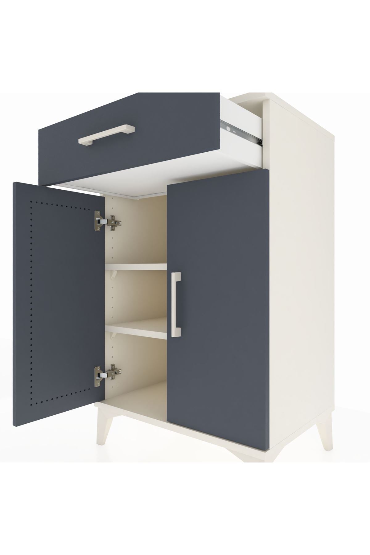 Hyperion Komodin 2 Raflı Tek Çekmeceli 2 Kapaklı 60x44x96 Aytaşı-Antrasit