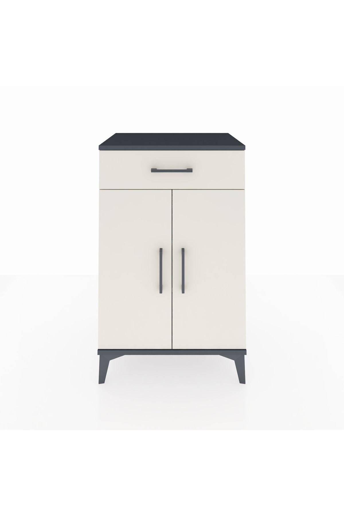 Hyperion Komodin 2 Raflı Tek Çekmeceli 2 Kapaklı 60x44x96 Antrasit-Aytaşı