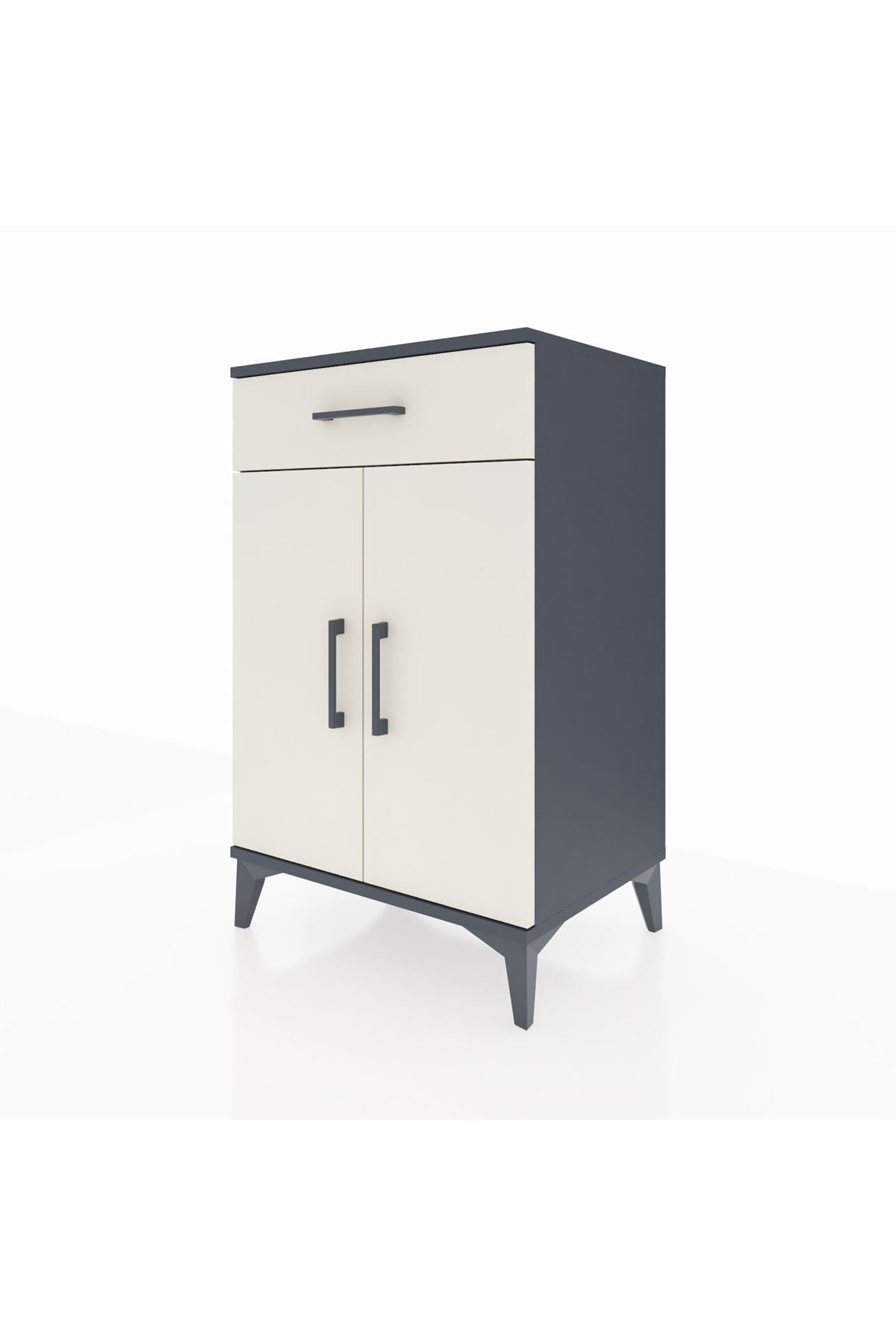 Hyperion Komodin 2 Raflı Tek Çekmeceli 2 Kapaklı 60x44x96 Antrasit-Aytaşı