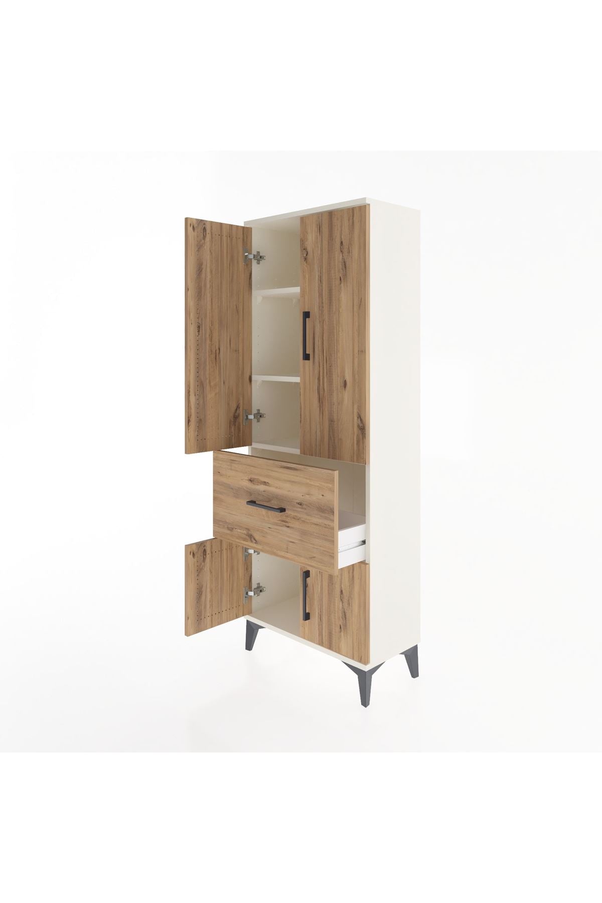 Arges Dolap 3 Raflı Tek Çekmeceli 4 Kapaklı 60x30x163 Aytaşı-Çam