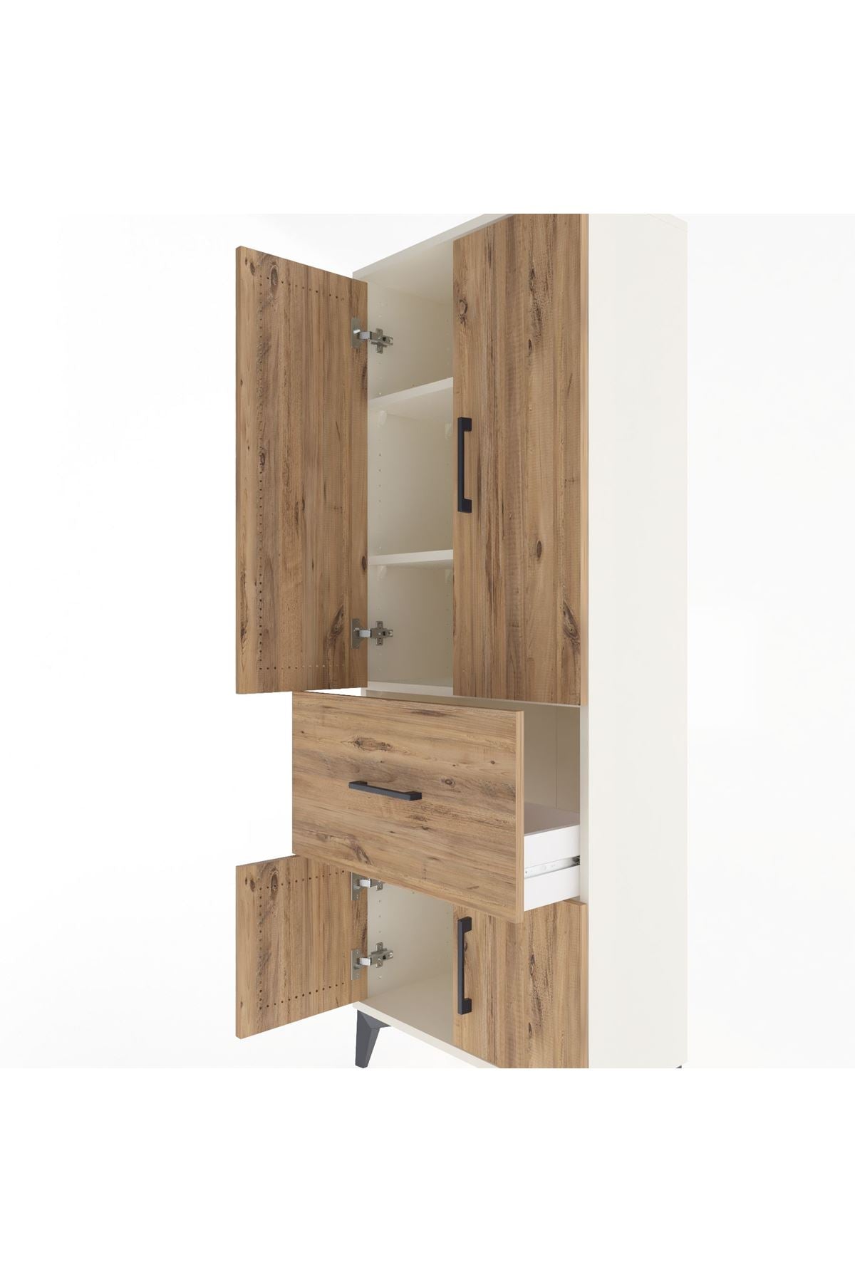 Arges Dolap 3 Raflı Tek Çekmeceli 4 Kapaklı 60x30x163 Aytaşı-Çam