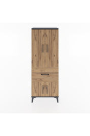 Arges Dolap 3 Raflı Tek Çekmeceli 4 Kapaklı 60x30x163 Antrasit-Çam