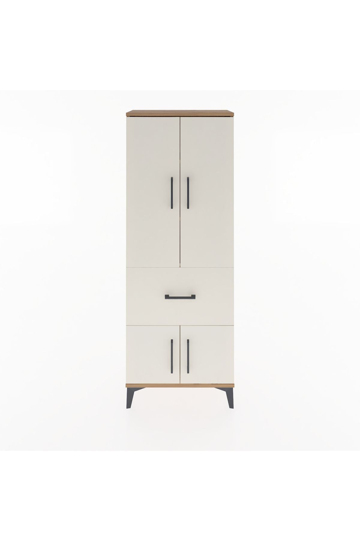 Arges Dolap 3 Raflı Tek Çekmeceli 4 Kapaklı 60x30x163 Çam-Aytaşı