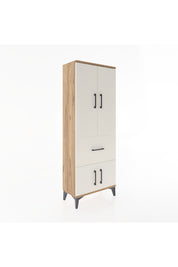 Arges Dolap 3 Raflı Tek Çekmeceli 4 Kapaklı 60x30x163 Çam-Aytaşı