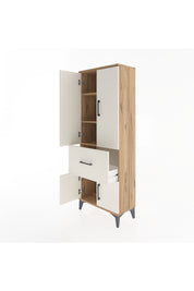 Arges Dolap 3 Raflı Tek Çekmeceli 4 Kapaklı 60x30x163 Çam-Aytaşı