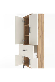 Arges Dolap 3 Raflı Tek Çekmeceli 4 Kapaklı 60x30x163 Çam-Aytaşı