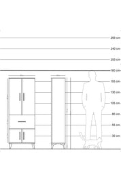 Arges Dolap 3 Raflı Tek Çekmeceli 4 Kapaklı 60x30x163 Çam-Antrasit