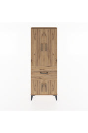 Arges Dolap 3 Raflı Tek Çekmeceli 4 Kapaklı 60x30x163 Çam-Çam