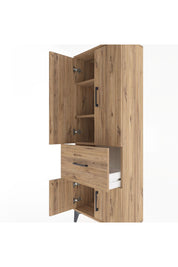 Arges Dolap 3 Raflı Tek Çekmeceli 4 Kapaklı 60x30x163 Çam-Çam