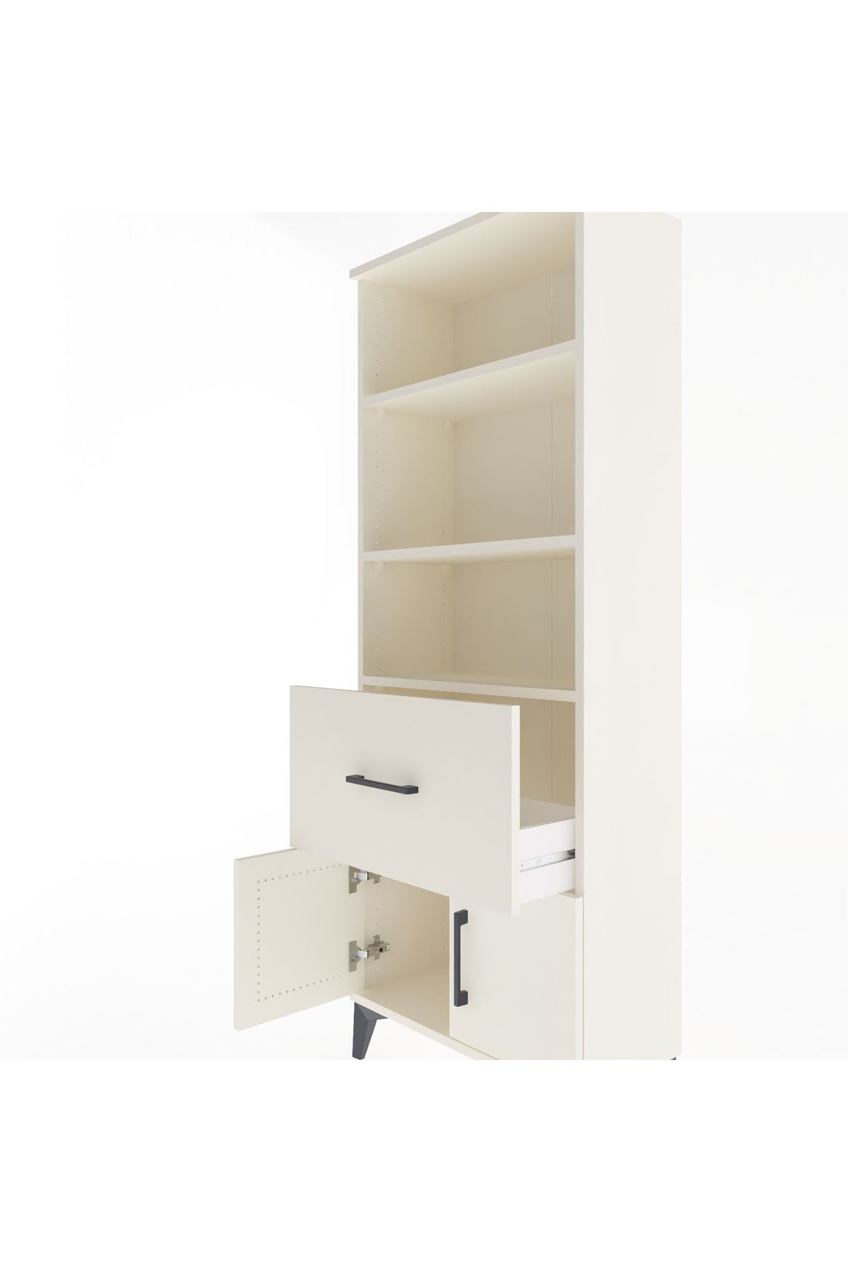 Arges Dolap 3 Raflı Tek Çekmeceli 2 Kapaklı 60x30x163 Aytaşı-Aytaşı