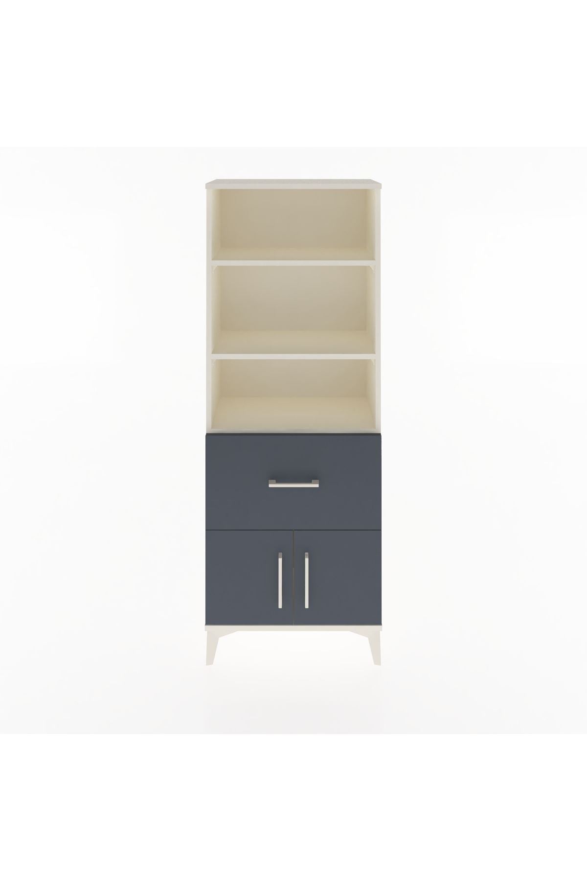 Arges Dolap 3 Raflı Tek Çekmeceli 2 Kapaklı 60x30x163 Aytaşı-Antrasit