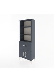 Arges Dolap 3 Raflı Tek Çekmeceli 2 Kapaklı 60x30x163 Antrasit-Antrasit