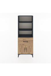 Arges Dolap 3 Raflı Tek Çekmeceli 2 Kapaklı 60x30x163 Antrasit-Çam