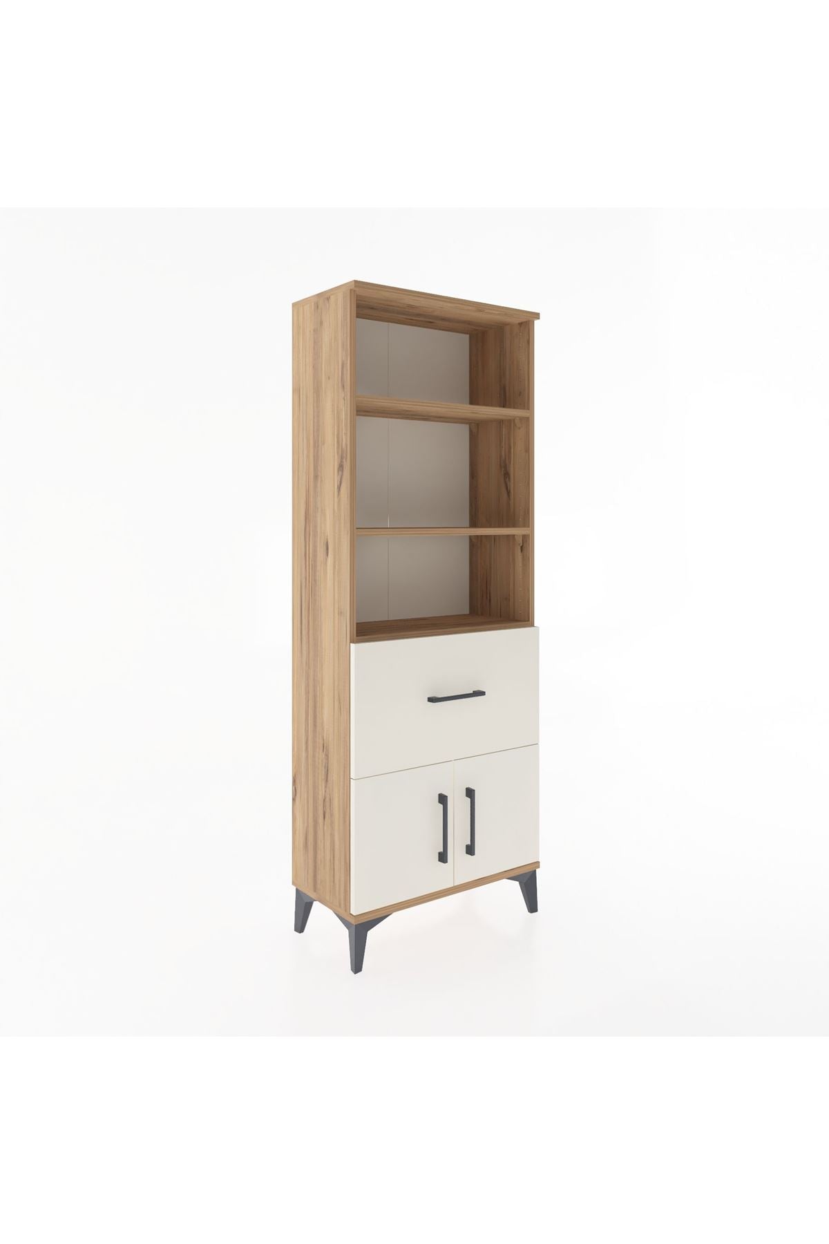 Arges Dolap 3 Raflı Tek Çekmeceli 2 Kapaklı 60x30x163 Çam-Aytaşı