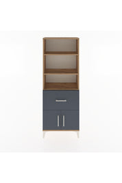 Arges Dolap 3 Raflı Tek Çekmeceli 2 Kapaklı 60x30x163 Çam-Antrasit