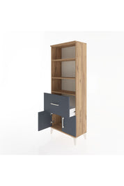 Arges Dolap 3 Raflı Tek Çekmeceli 2 Kapaklı 60x30x163 Çam-Antrasit