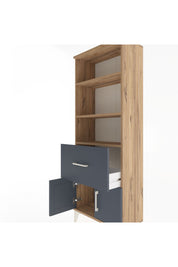 Arges Dolap 3 Raflı Tek Çekmeceli 2 Kapaklı 60x30x163 Çam-Antrasit