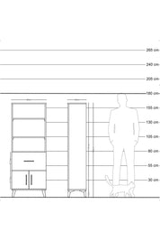 Arges Dolap 3 Raflı Tek Çekmeceli 2 Kapaklı 60x30x163 Çam-Antrasit