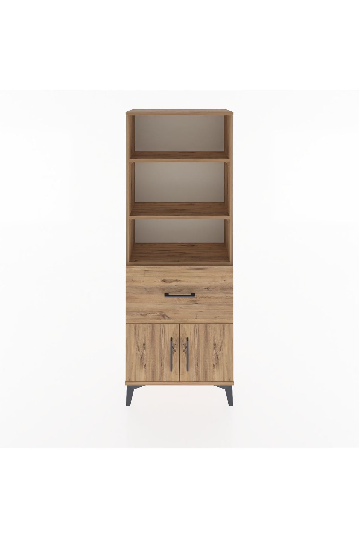 Arges Dolap 3 Raflı Tek Çekmeceli 2 Kapaklı 60x30x163 Çam-Çam