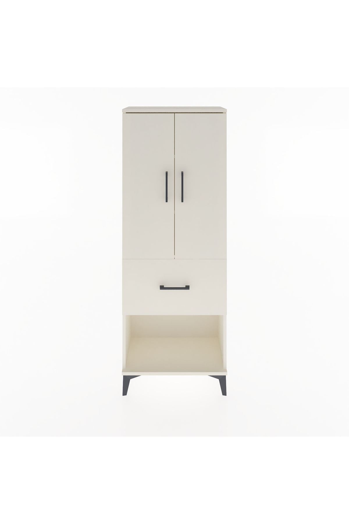 Arges Dolap 3 Raflı Tek Çekmeceli 2 Kapaklı 60x30x163 Aytaşı-Aytaşı