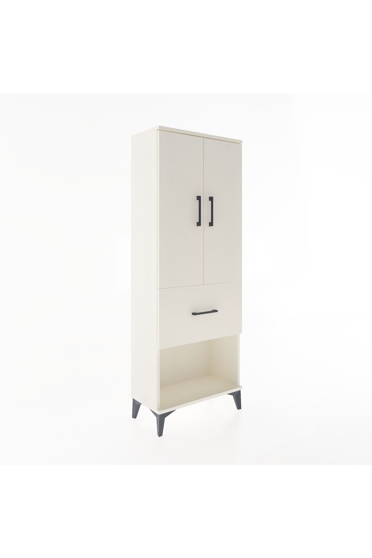 Arges Dolap 3 Raflı Tek Çekmeceli 2 Kapaklı 60x30x163 Aytaşı-Aytaşı