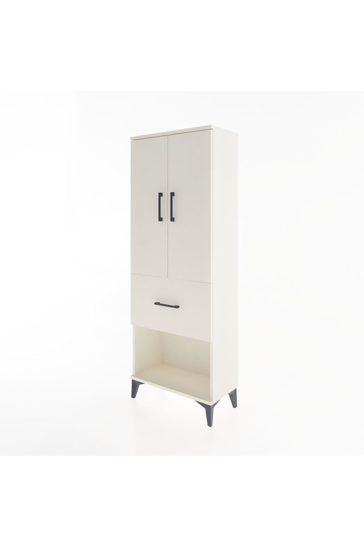 Arges Dolap 3 Raflı Tek Çekmeceli 2 Kapaklı 60x30x163 Aytaşı-Aytaşı