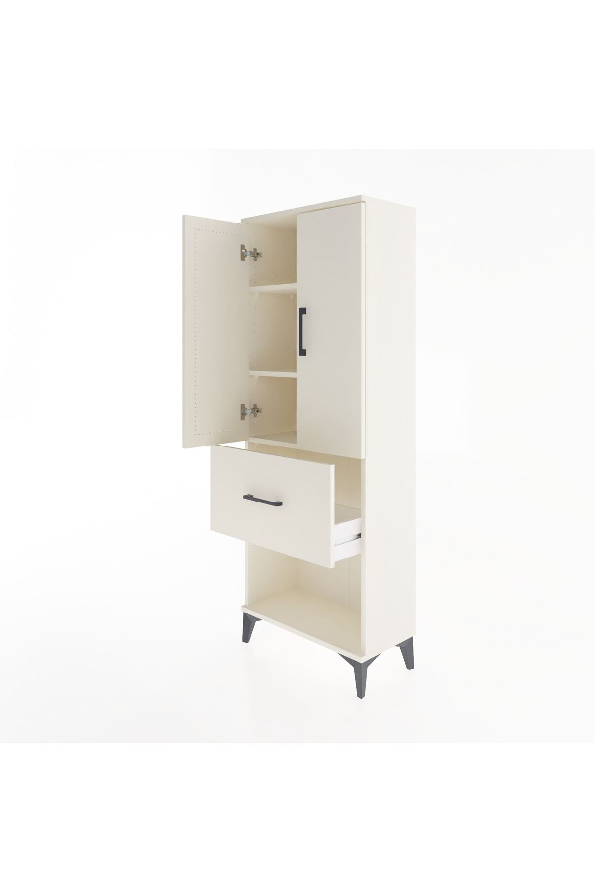 Arges Dolap 3 Raflı Tek Çekmeceli 2 Kapaklı 60x30x163 Aytaşı-Aytaşı