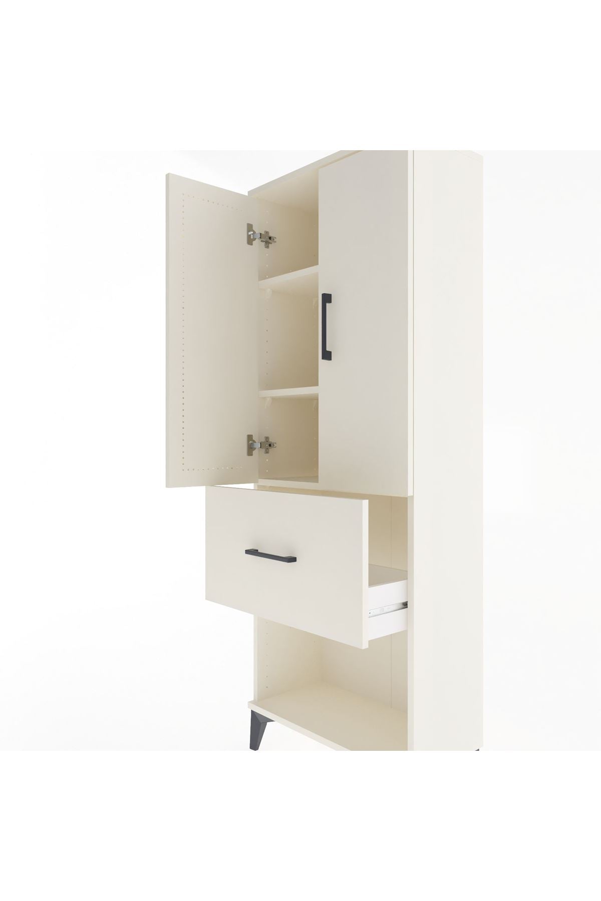 Arges Dolap 3 Raflı Tek Çekmeceli 2 Kapaklı 60x30x163 Aytaşı-Aytaşı