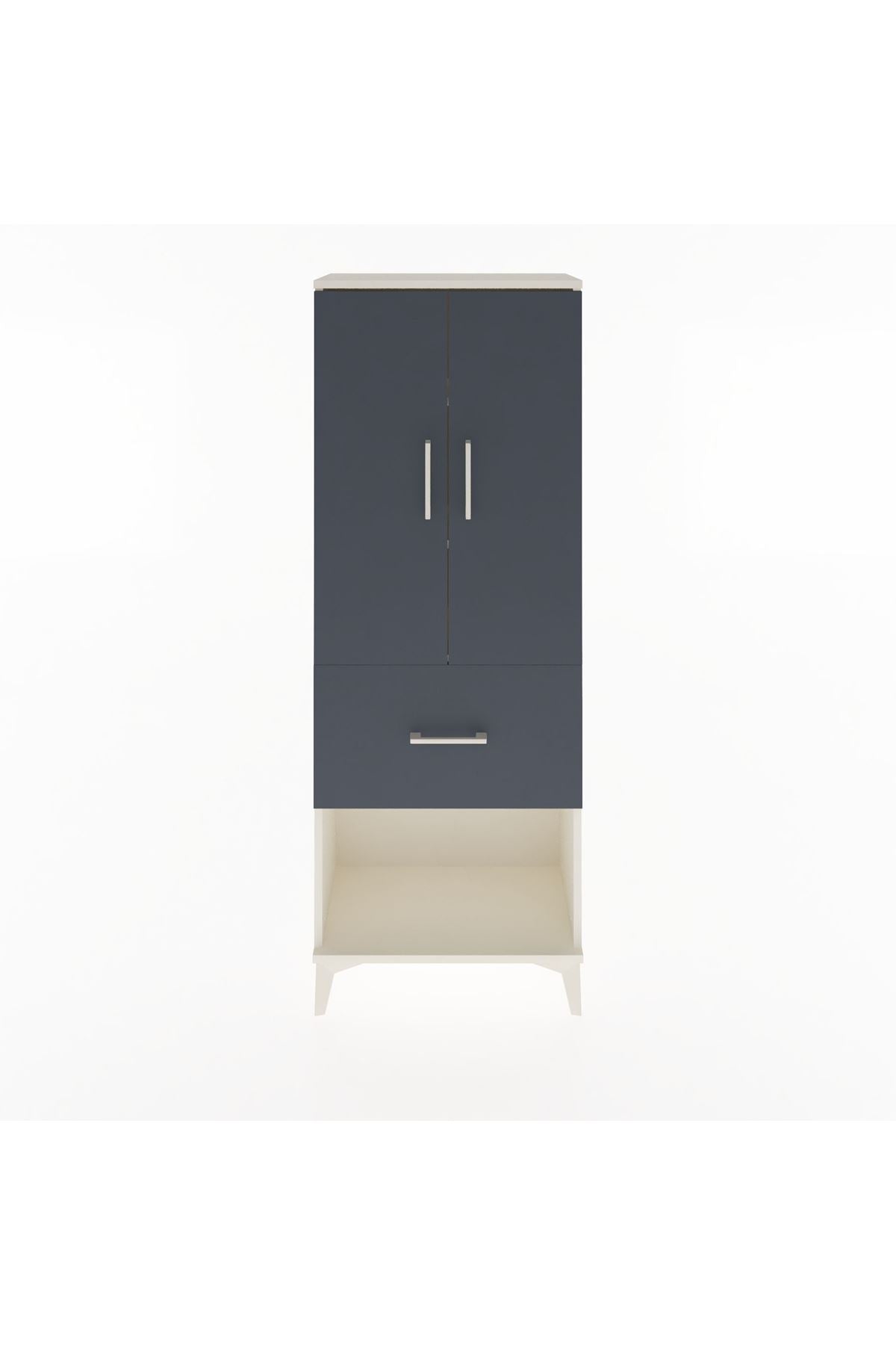 Arges Dolap 3 Raflı Tek Çekmeceli 2 Kapaklı 60x30x163 Aytaşı-Antrasit