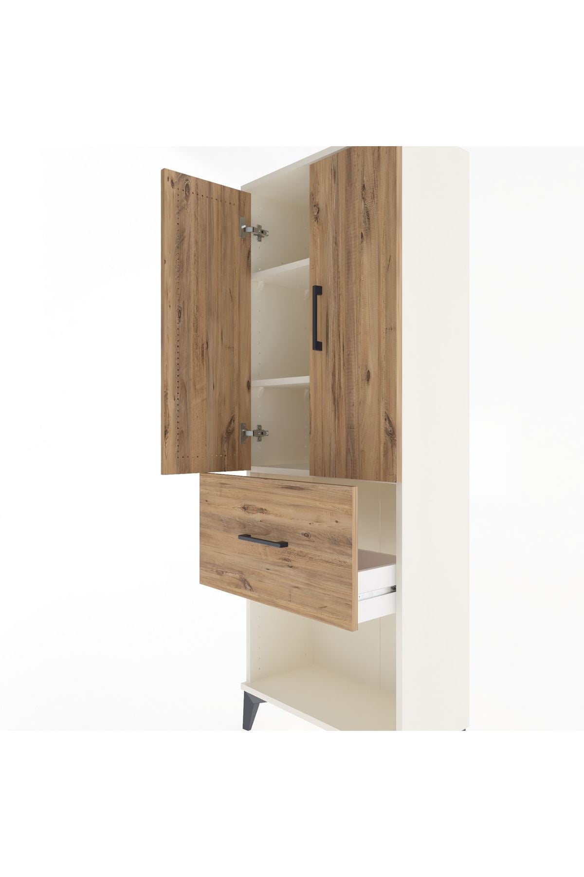 Arges Dolap 3 Raflı Tek Çekmeceli 2 Kapaklı 60x30x163 Aytaşı-Çam