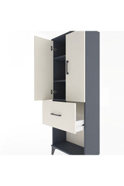 Arges Dolap 3 Raflı Tek Çekmeceli 2 Kapaklı 60x30x163 Antrasit-Aytaşı